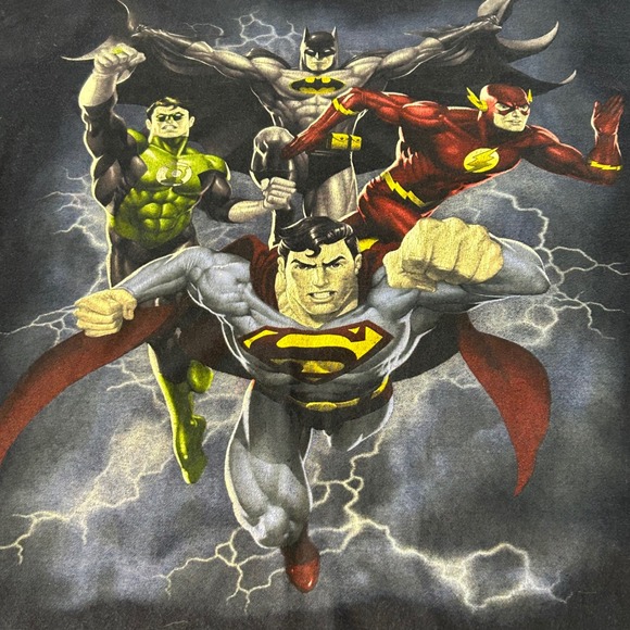 Vintage DC Comics Justice League TShirt Batman Superman Flash Green Lantern Hero - Picture 3 of 9